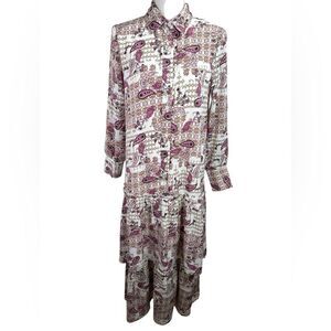EPIK Paisley Print Shirt Tiered Maxi Dress Size S